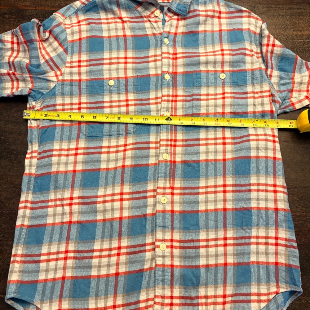 J.Crew Flannel Plaid Button Down Shirt Blue Red White Size M Long Sleeve J Crew - Picture 7 of 9